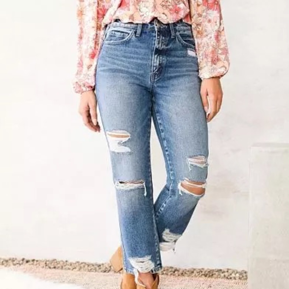 FLYING MONKEY Ultra High Rise Distressed Straight Jeans | Size 29